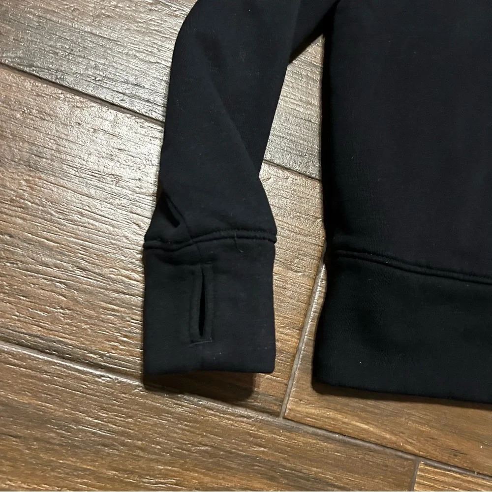 Old Navy Girls Sherpa Lined Full‎ Zip Hoodie Small 6-7 Black with Silver Hearts